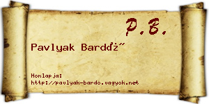 Pavlyak Bardó névjegykártya